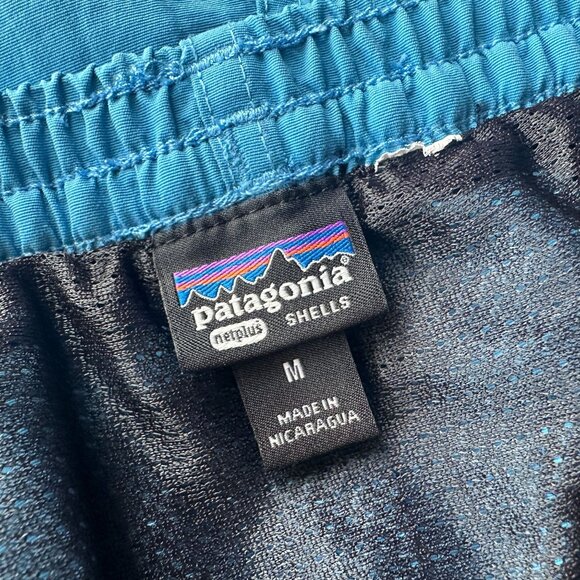 Patagonia Mens Medium Swim Trunks Netplus Shells Blue Lined Shorts Pull On - Picture 4 of 4